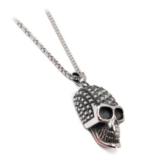 Ανδρικό Ατσάλινο Κολιέ, αλυσίδα με νεκροκεφαλή, Ασημί, 2112-023 | Karma Fashion