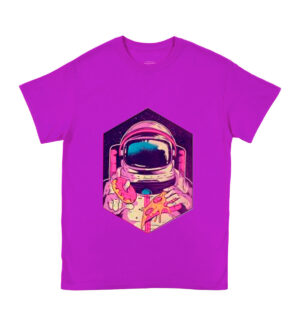 Astronaut eating donut and pizza